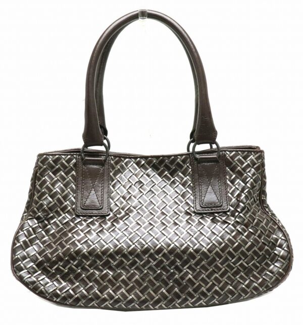 11890634 Bottega Veneta Intrecciato Handbag Leather Brown Silver