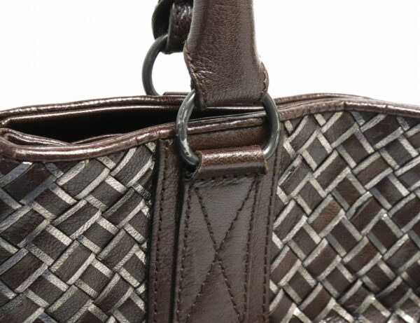 11890634 6 Bottega Veneta Intrecciato Handbag Leather Brown Silver