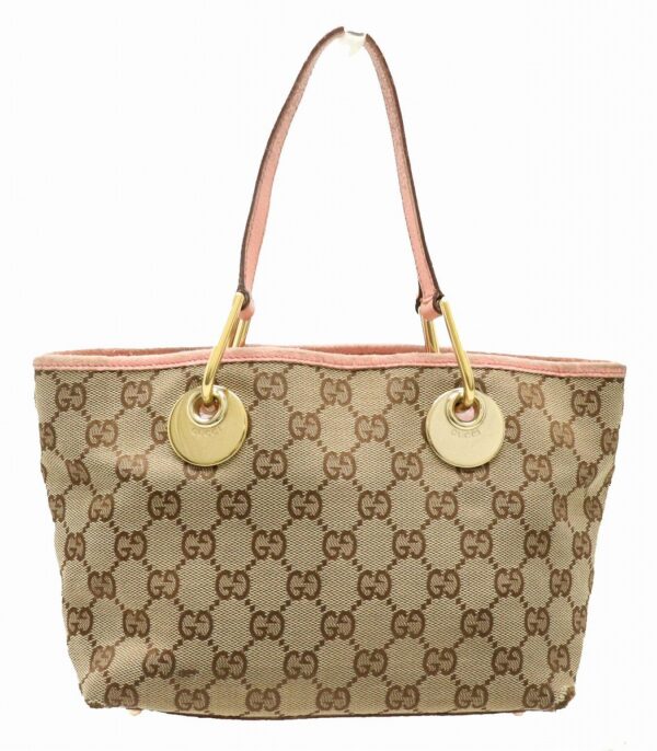 11890821 Gucci GG Mini Tote Bag Leather Khaki Beige Pink