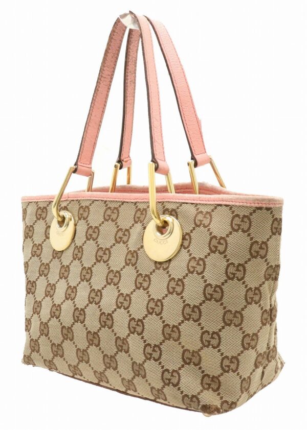 11890821 1 Gucci GG Mini Tote Bag Leather Khaki Beige Pink