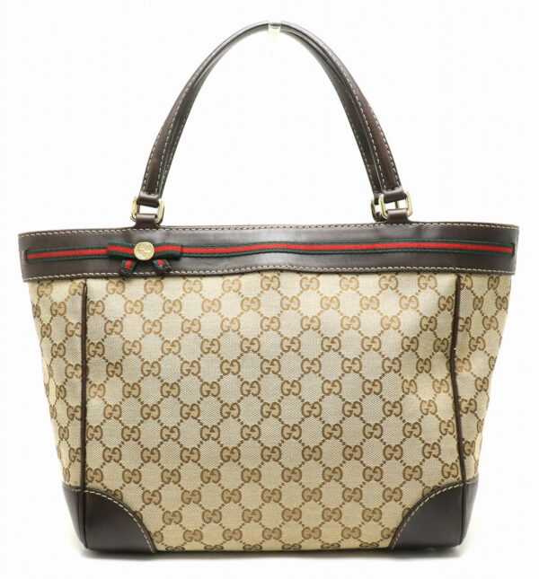 11890970 Gucci GG Mayfair Sherry Line Tote Bag Khaki Beige Brown