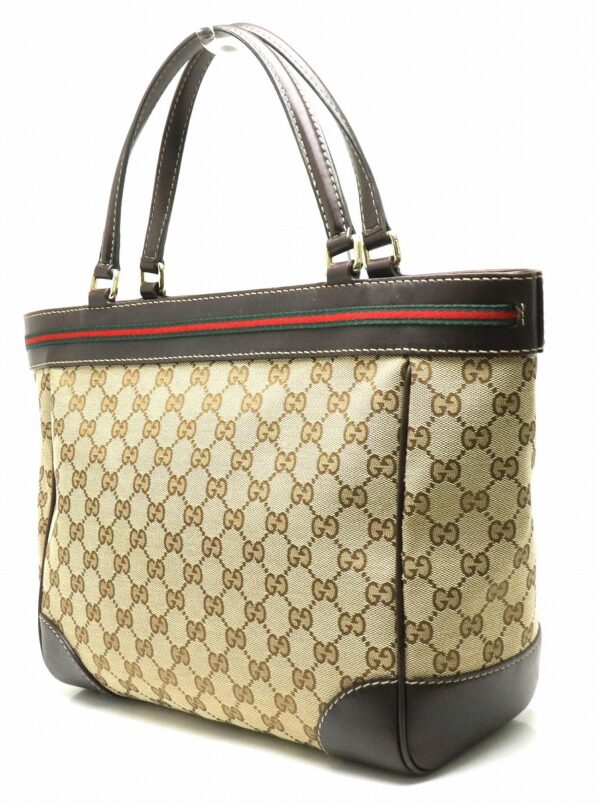 11890970 1 Gucci GG Mayfair Sherry Line Tote Bag Khaki Beige Brown