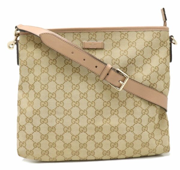 11891342 Gucci GG Shoulder Bag Leather Khaki Beige Pink Beige