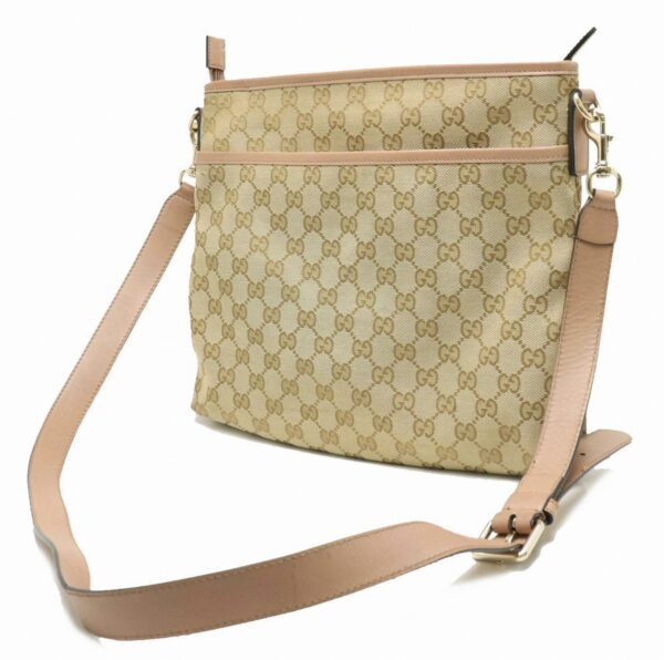 11891342 1 Gucci GG Shoulder Bag Leather Khaki Beige Pink Beige