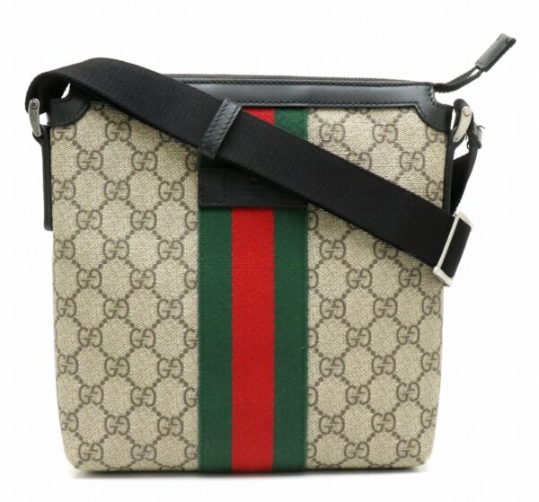 11891677 Gucci Web GG Supreme Sherry Shoulder Bag Leather Beige Black