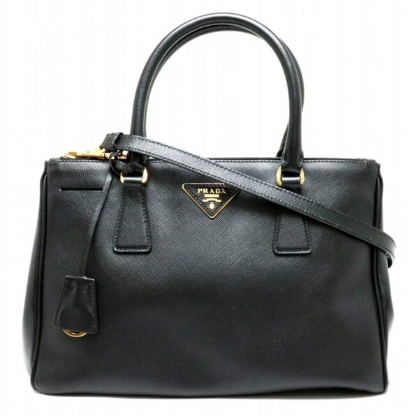 11900997 Prada Saffiano Lux 2WAY Handbag Leather Nero Black