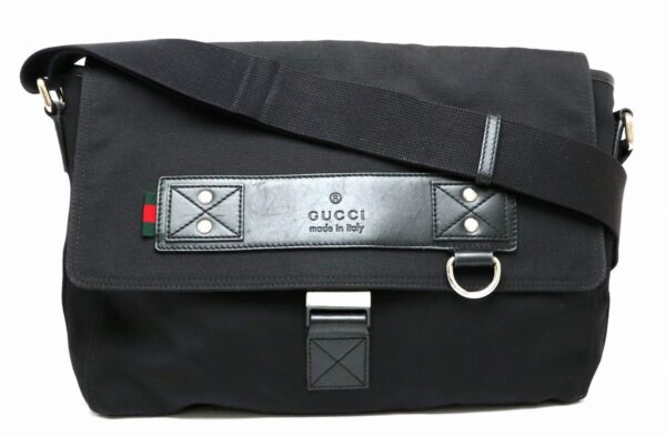 11901009 Gucci Shoulder Messenger Bag Nylon Leather Black