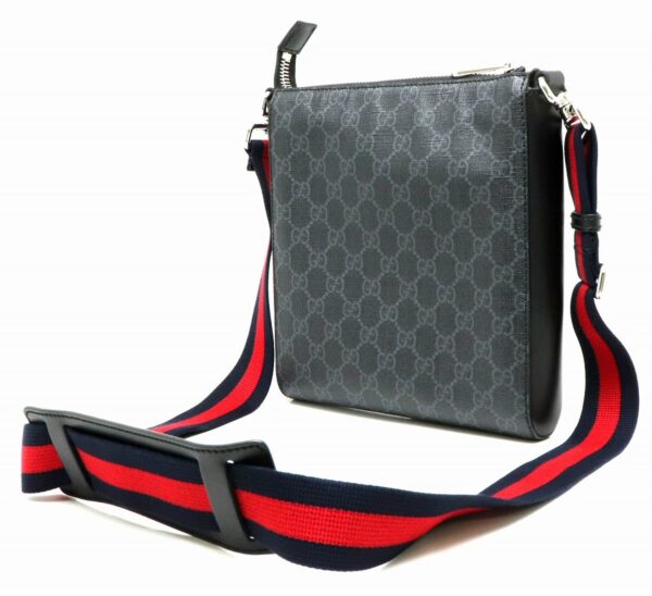 11901010 1 Gucci GG Supreme Webline Small Messenger Bag Leather Black