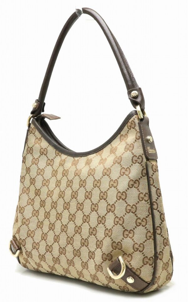 11901233 1 Gucci Abbey GG Shoulder Bag Leather Khaki Beige Brown