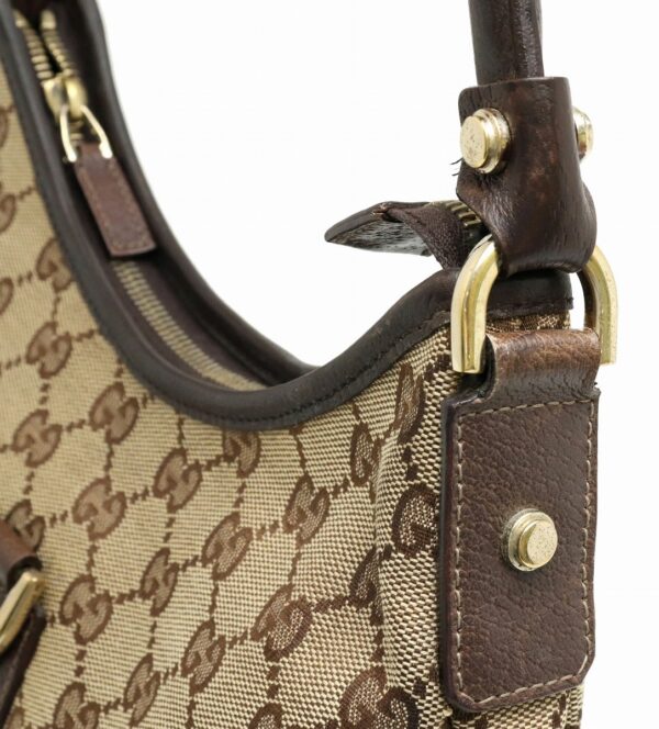 11901233 7 Gucci Abbey GG Shoulder Bag Leather Khaki Beige Brown