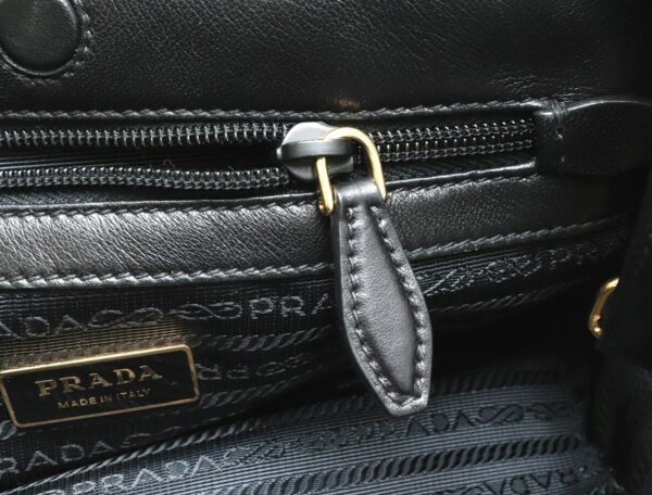 11901270 5 Prada Ribbon 2WAY Handbag Nylon Leather Nero Black