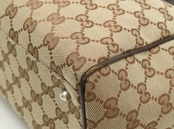 11901314 2 Gucci GG Sherry Line Tote Bag Leather Khaki Beige Brown