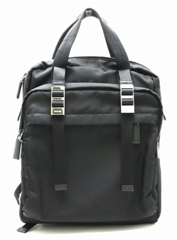 11901340 Prada Backpack Rucksack Nylon Leather Nero Black