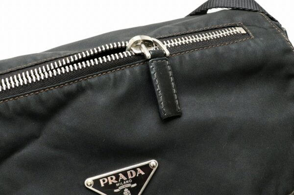 11901932 5 Prada Shoulder Bag Diagonal Nylon Leather Nero Black