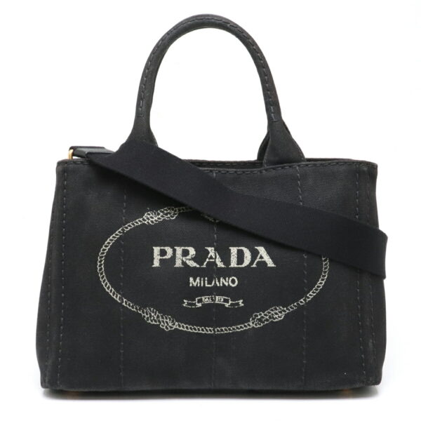 11910460 Prada Canapa Mini Tote Bag 2WAY Shoulder Bag Canvas Nero Black