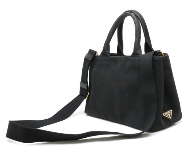 11910460 1 Prada Canapa Mini Tote Bag 2WAY Shoulder Bag Canvas Nero Black