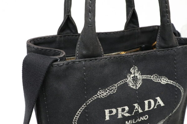 11910460 6 Prada Canapa Mini Tote Bag 2WAY Shoulder Bag Canvas Nero Black