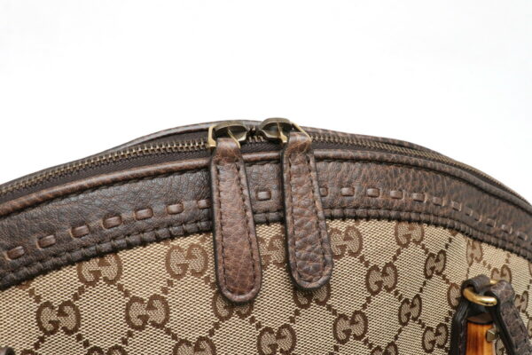 11910932 5 Gucci GG Laidback Crafty Leather Bamboo Tote Khaki Brown