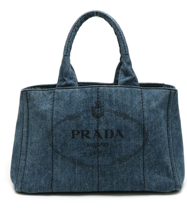 11910960 Prada Canapa Tote Bag Denim Avio Blue