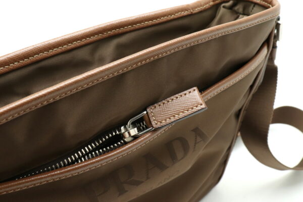 11911007 5 Prada Nylon Leather Crossbody Shoulder Bag Brown