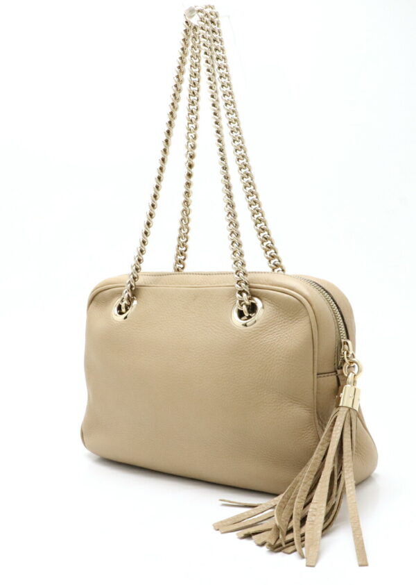 11911033 1 Gucci Soho Leather Chain Shoulder Bag Beige