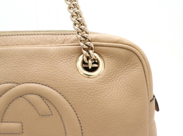 11911033 6 Gucci Soho Leather Chain Shoulder Bag Beige