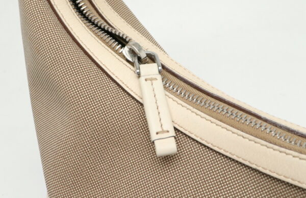 11911048 5 Prada Jacquard Shoulder Bag Canvas Leather Khaki Beige