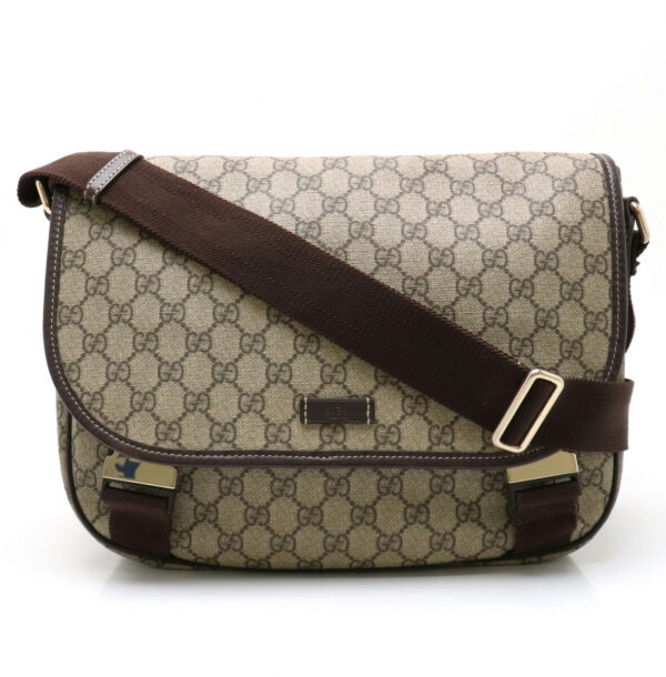 11911072 Gucci GG Plus GG Supreme Messenger Bag Leather Khaki Beige Brown