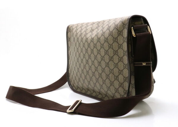 11911072 1 Gucci GG Plus GG Supreme Messenger Bag Leather Khaki Beige Brown