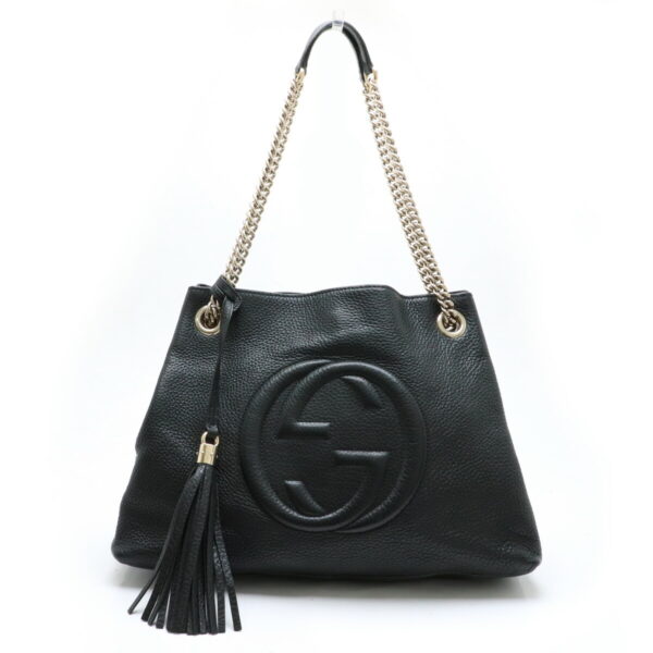 11911435 Gucci Soho Leather Chain Shoulder Bag Black