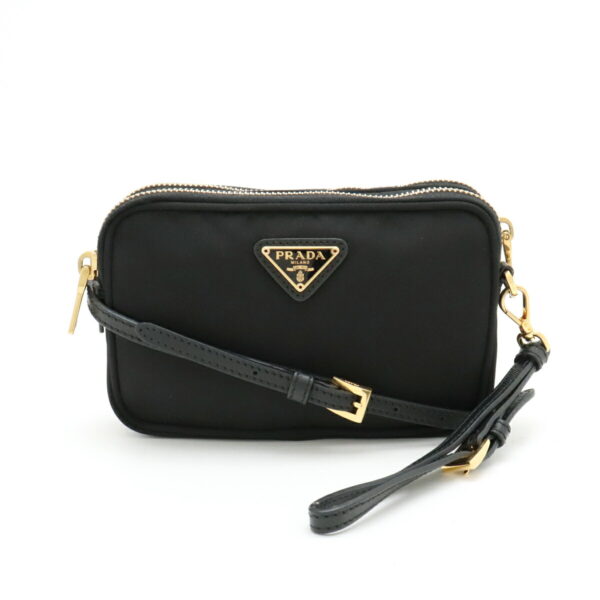 11920182 Prada Shoulder Pouch Nylon Leather Nero Black