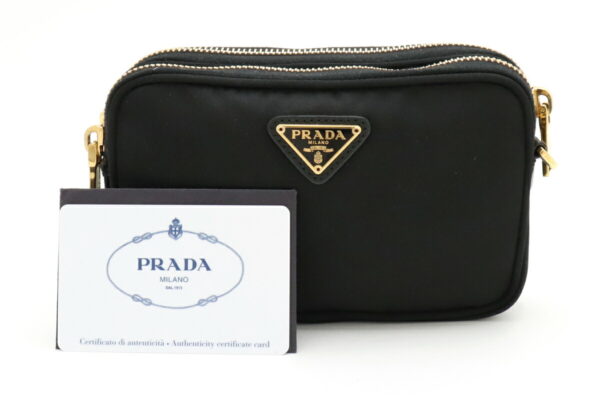 11920182 8 Prada Shoulder Pouch Nylon Leather Nero Black