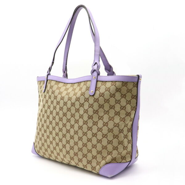 11920493 1 Gucci GG Tote Bag Shoulder Tote Leather Khaki Beige Purple