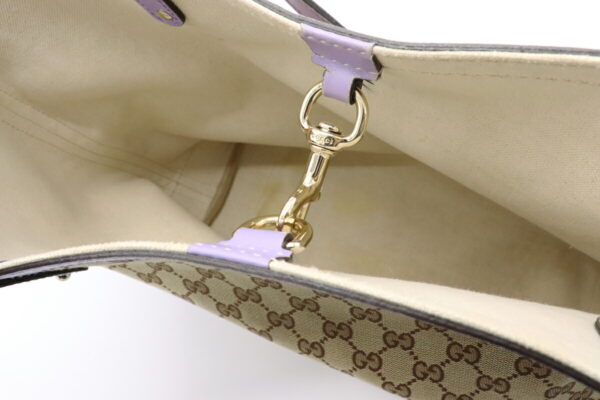 11920493 5 Gucci GG Tote Bag Shoulder Tote Leather Khaki Beige Purple