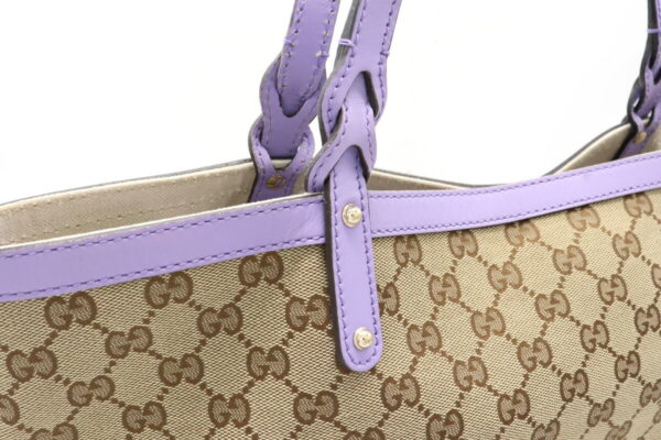 11920493 6 Gucci GG Tote Bag Shoulder Tote Leather Khaki Beige Purple