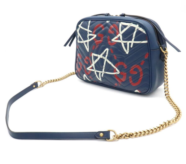 11920534 1 Gucci GG Marmont Ghost Print Chain Bag Leather Navy