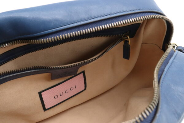 11920534 6 Gucci GG Marmont Ghost Print Chain Bag Leather Navy