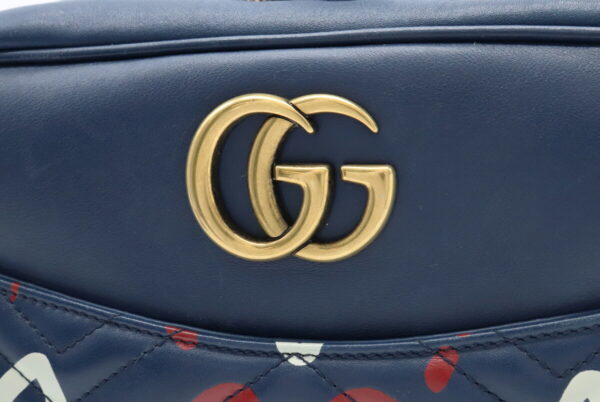 11920534 8 Gucci GG Marmont Ghost Print Chain Bag Leather Navy