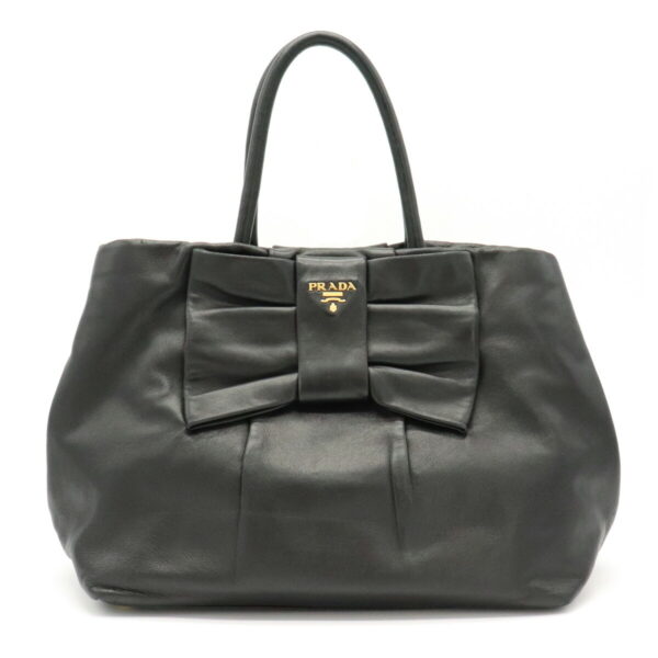 11920979 Prada Soft Leather Mini Tote Black