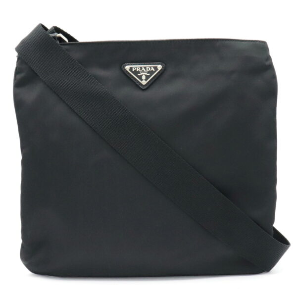 11921068 Prada Shoulder Bag Diagonal Nylon Leather Nero Black