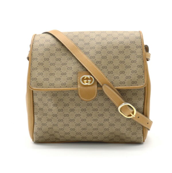 11921458 Gucci Gucci Micro GG Shoulder Bag Leather Khaki Beige