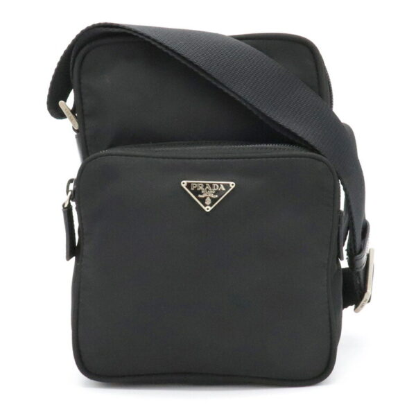 11931057 Prada Shoulder Bag Diagonal Nylon Leather Nero Black