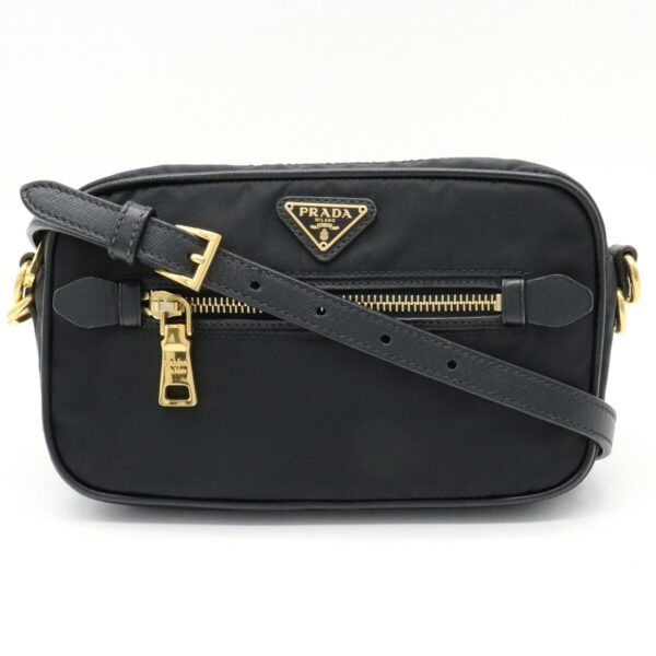 11931134 Prada Shoulder Bag Diagonal Messenger Nylon Leather Nero