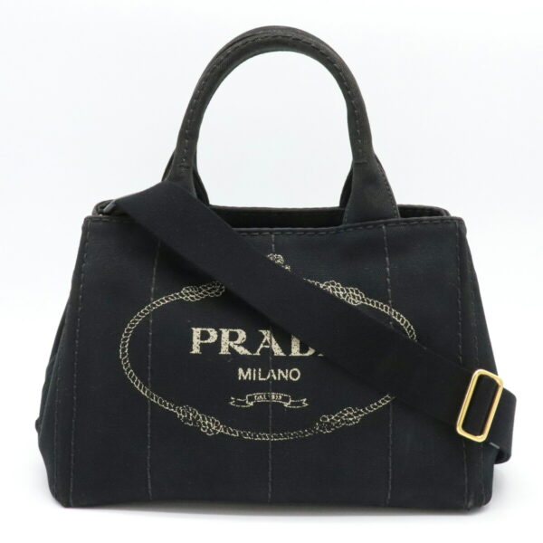 11931278 Prada Canapa Mini Tote Bag 2WAY Shoulder Bag Canvas Nero Black