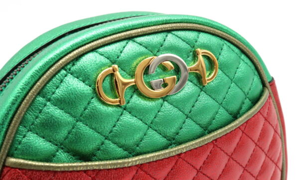 11931298 5 Gucci Shoulder Bag Quilted Leather Red Green