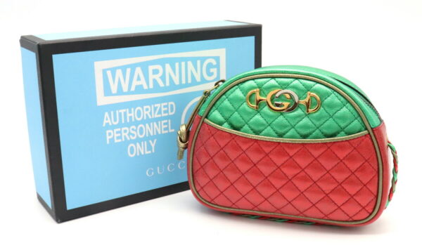 11931298 8 Gucci Shoulder Bag Quilted Leather Red Green