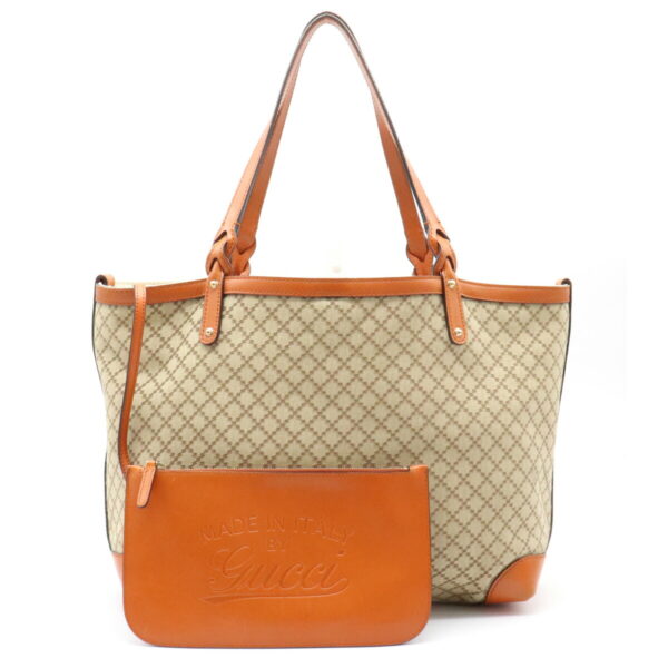 11931524 Gucci Diamante Tote Bag Shoulder Leather Beige Orange