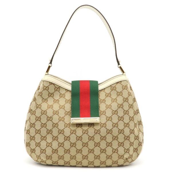 11940339 Gucci GG Sherry Shoulder Bag Leather Beige White