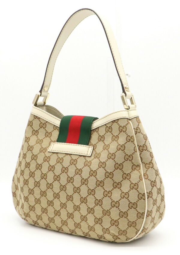 11940339 1 Gucci GG Sherry Shoulder Bag Leather Beige White