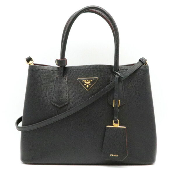 11940747 Prada 2WAY Handbag Embossed Leather Nero Fuoco